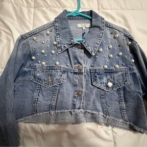 NWT Love Tree Denim Crop Studded Jacket